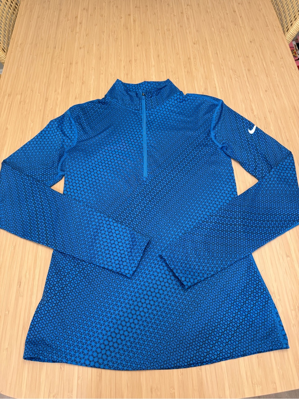 Nike Pro Dri-FIT Performance Quarter-zip Top Blue Geometric Print